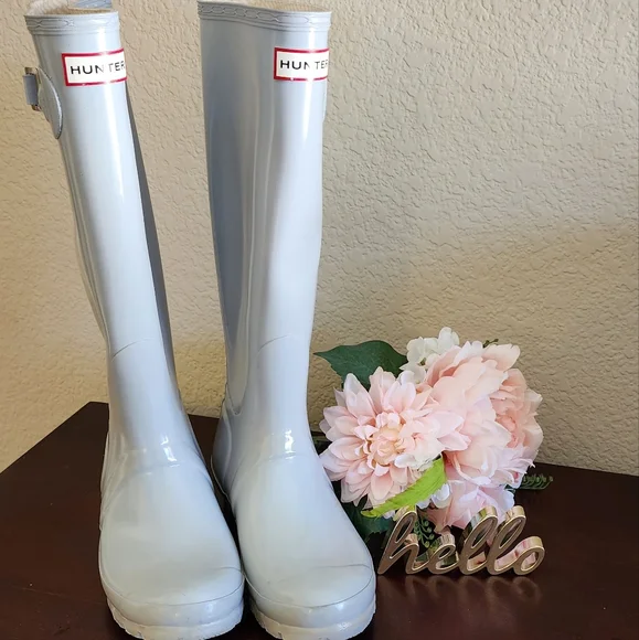 Light Blue Tall Hunter Rain Boots - Picture 1 of 5